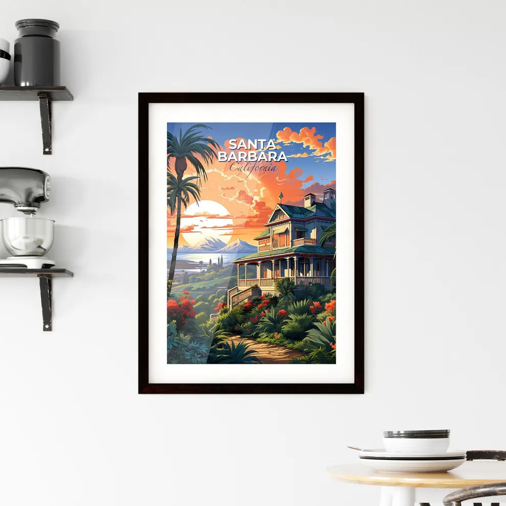 Santa Barbara, California, A Poster of a house with a large porch and a large body of water Default Title