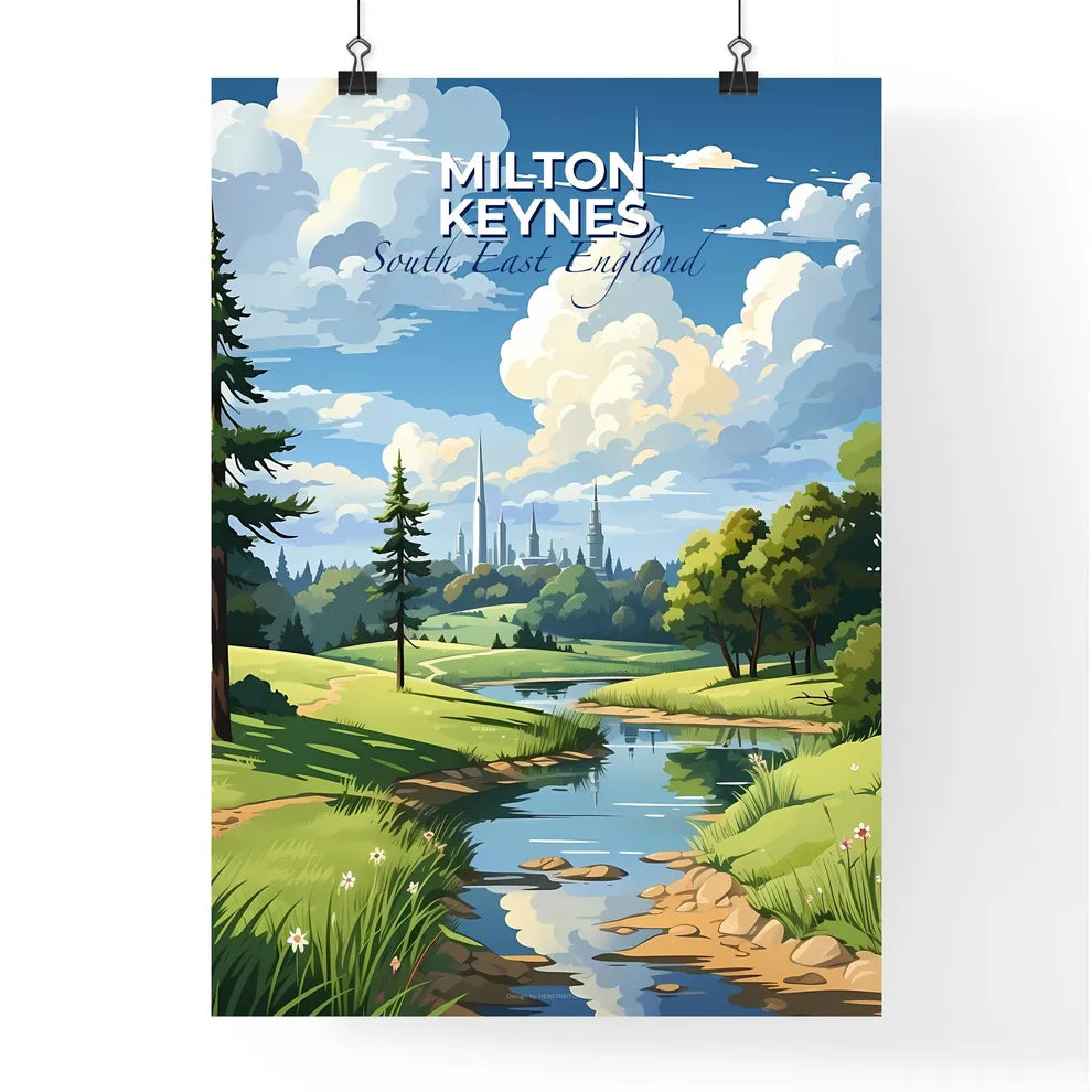 Milton Keynes, South East England, A Poster of a river running through a green field Default Title