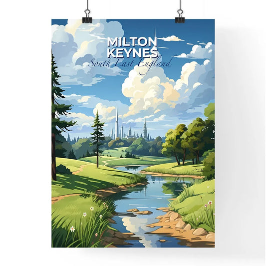 Milton Keynes, South East England, A Poster of a river running through a green field Default Title
