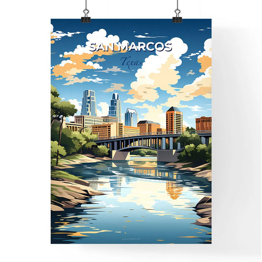 San Marcos, Texas, A Poster of a bridge over a river with trees and buildings Default Title