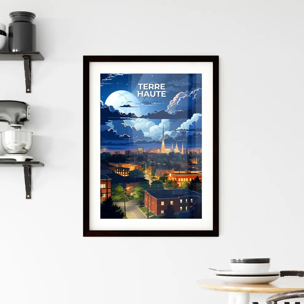Terre Haute, Indiana, A Poster of a city at night with a moon in the sky Default Title