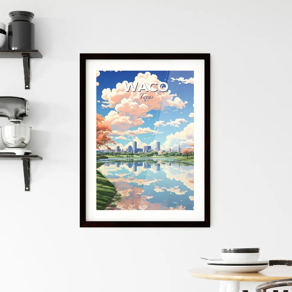 Waco, Texas, A Poster of a water body with trees and a city in the background Default Title