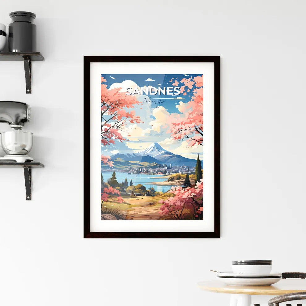 Sandnes, Norway, A Poster of a landscape with a city and a lake Default Title