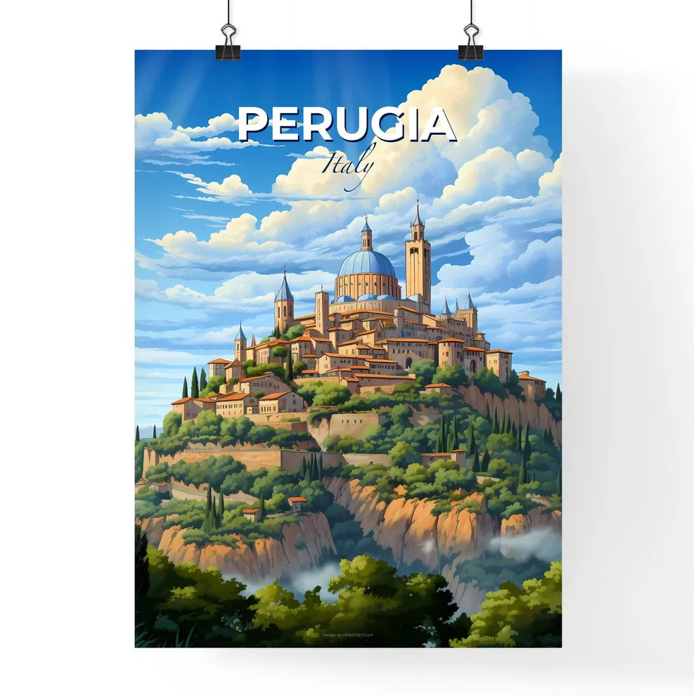 Perugia, Italy, A Poster of a castle on a hill Default Title