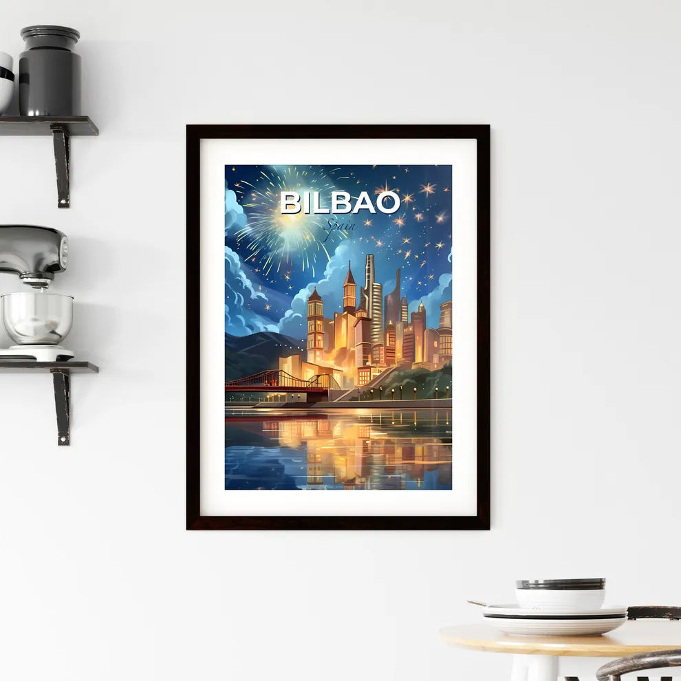 Bilbao, Spain, A Poster of a fireworks over a city Default Title