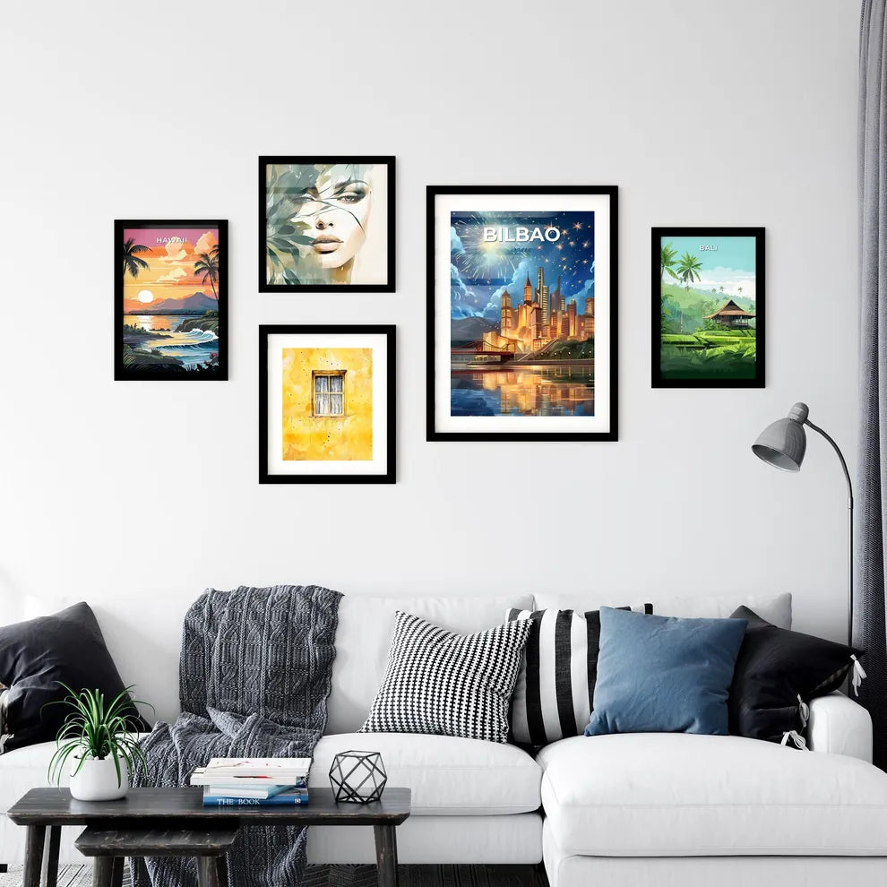 Bilbao, Spain, A Poster of a fireworks over a city Default Title