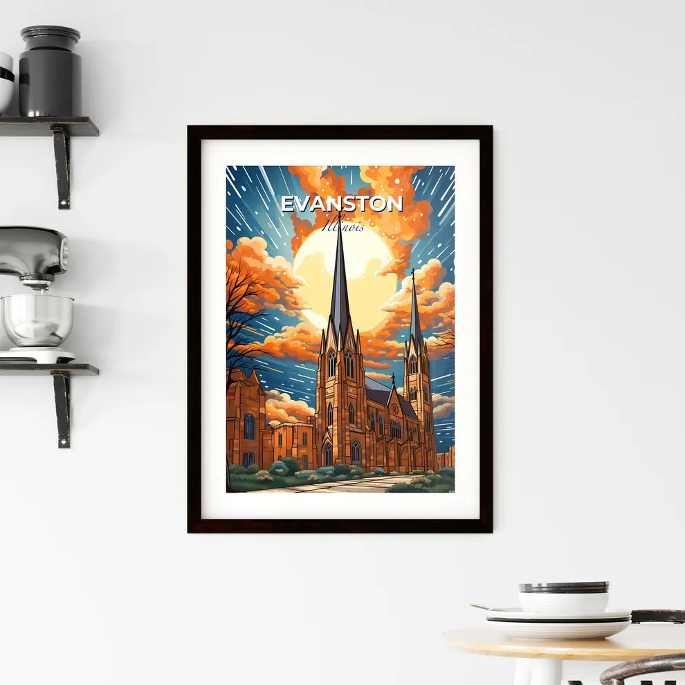 Evanston, Illinois, A Poster of a church with a large moon in the background Default Title