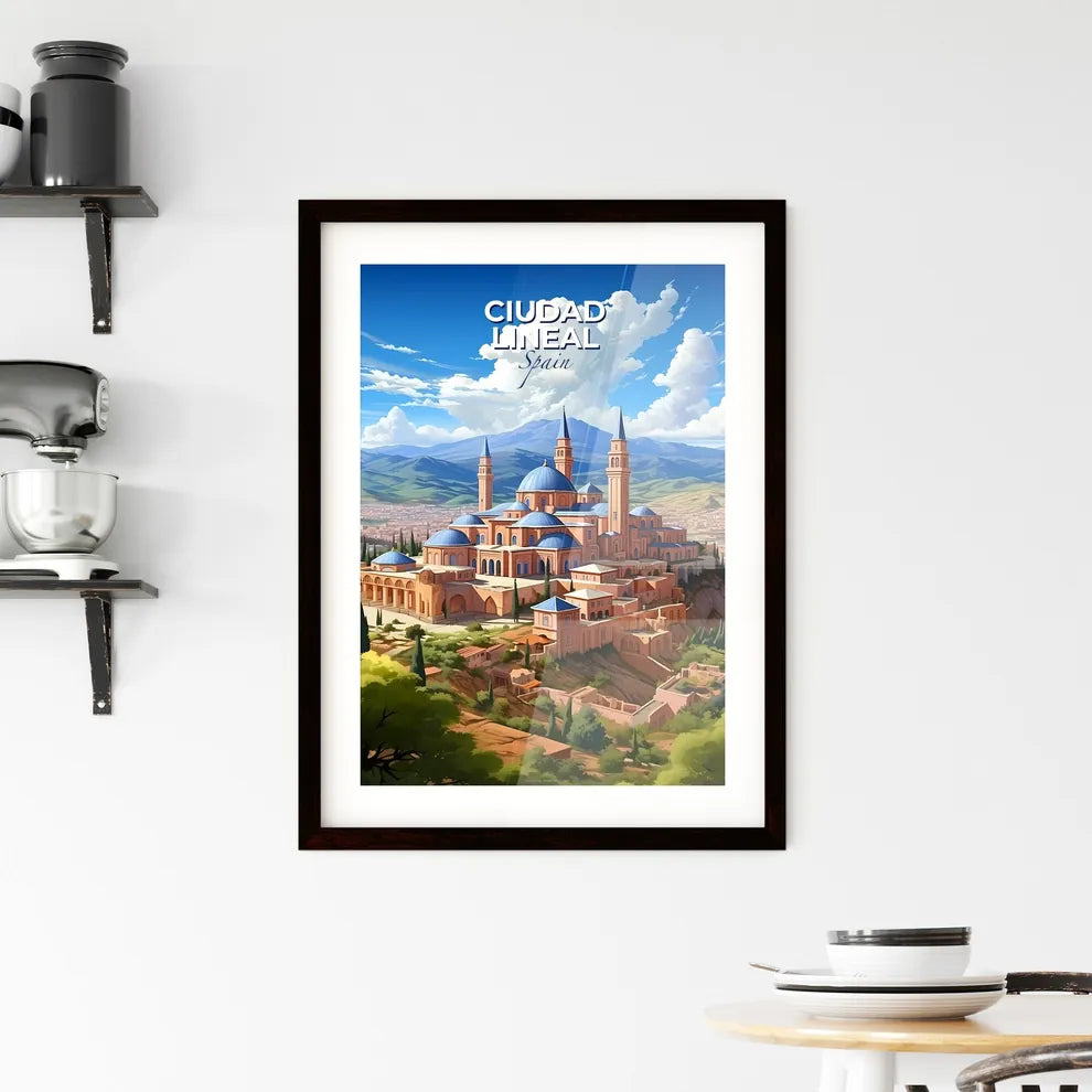 Ciudad Lineal, Spain, A Poster of a building with blue domes on a hill Default Title