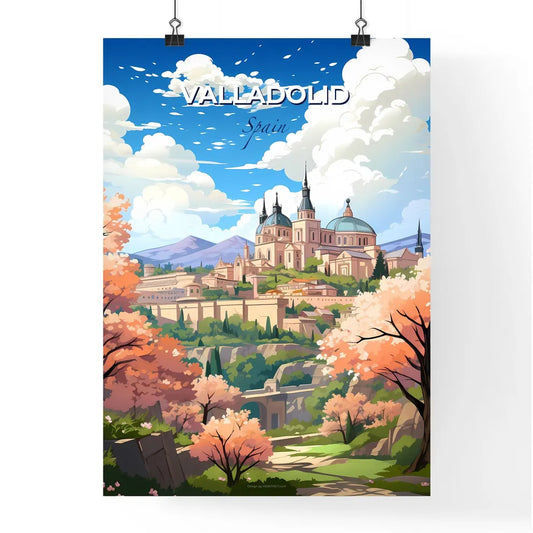 Valladolid, Spain, A Poster of a landscape with a castle and trees Default Title