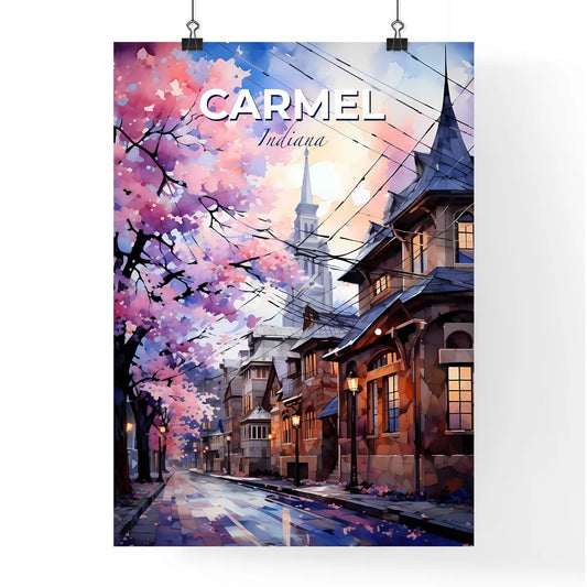 Carmel, Indiana, A Poster of a street with trees and buildings Default Title