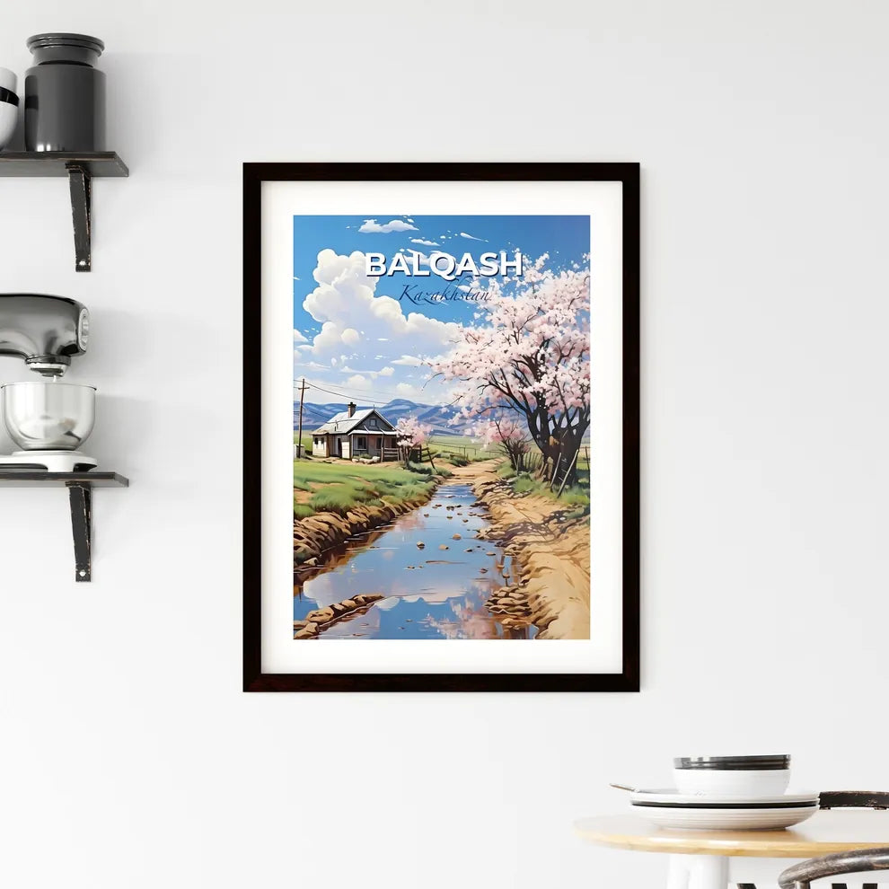 Balqash, Kazakhstan, A Poster of a stream of water with a house and a tree in the background Default Title