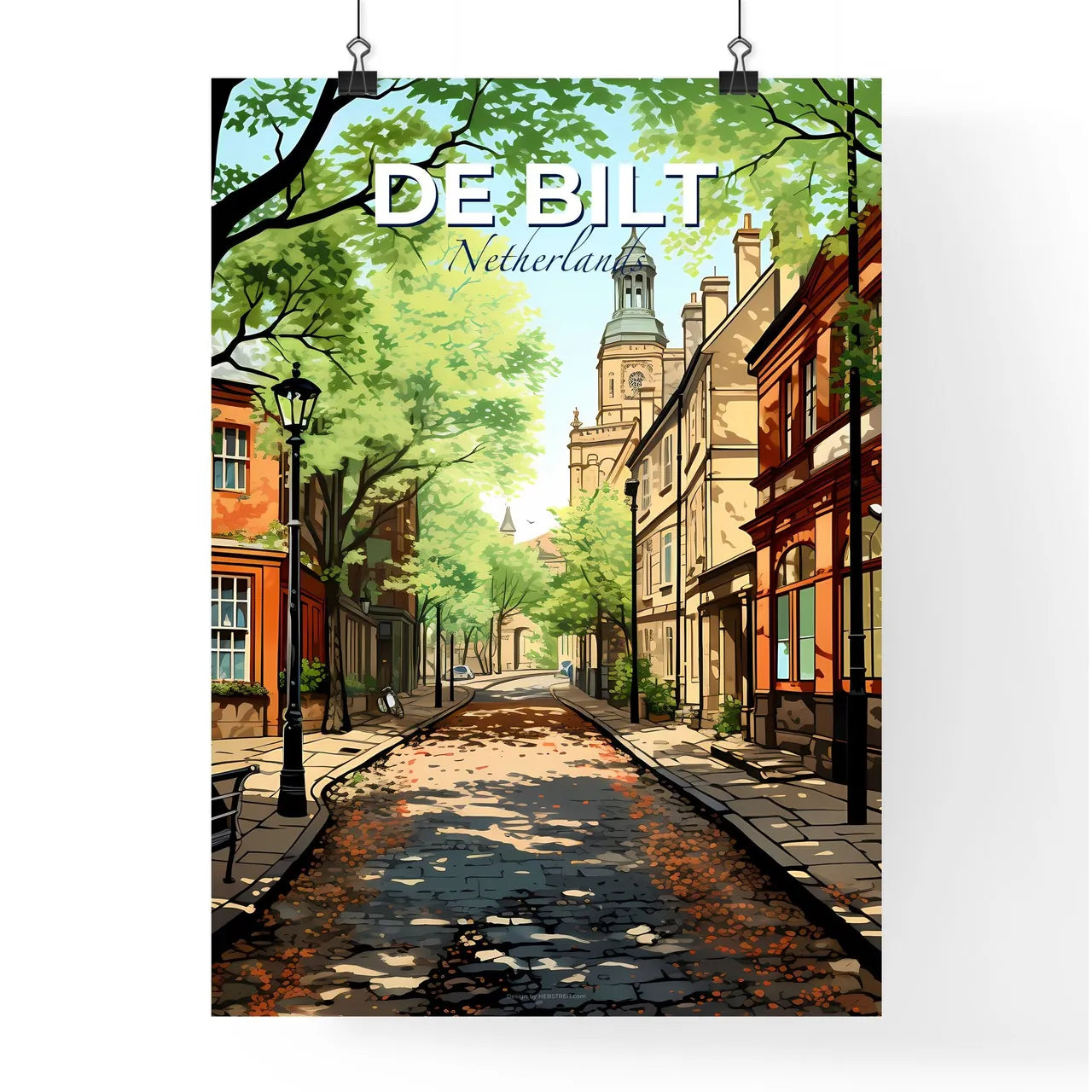 De Bilt, Netherlands, A Poster of a street with buildings and trees Default Title