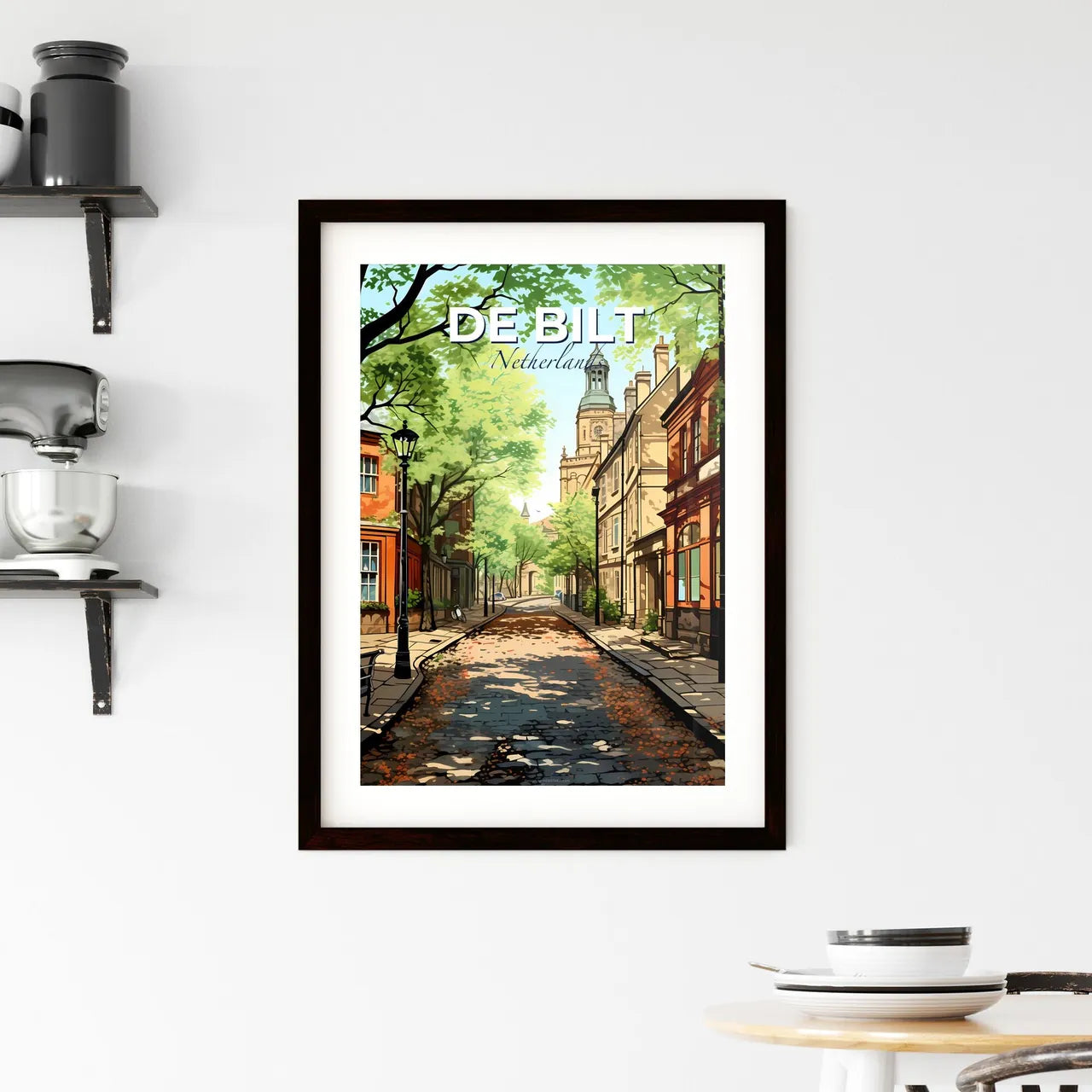 De Bilt, Netherlands, A Poster of a street with buildings and trees Default Title