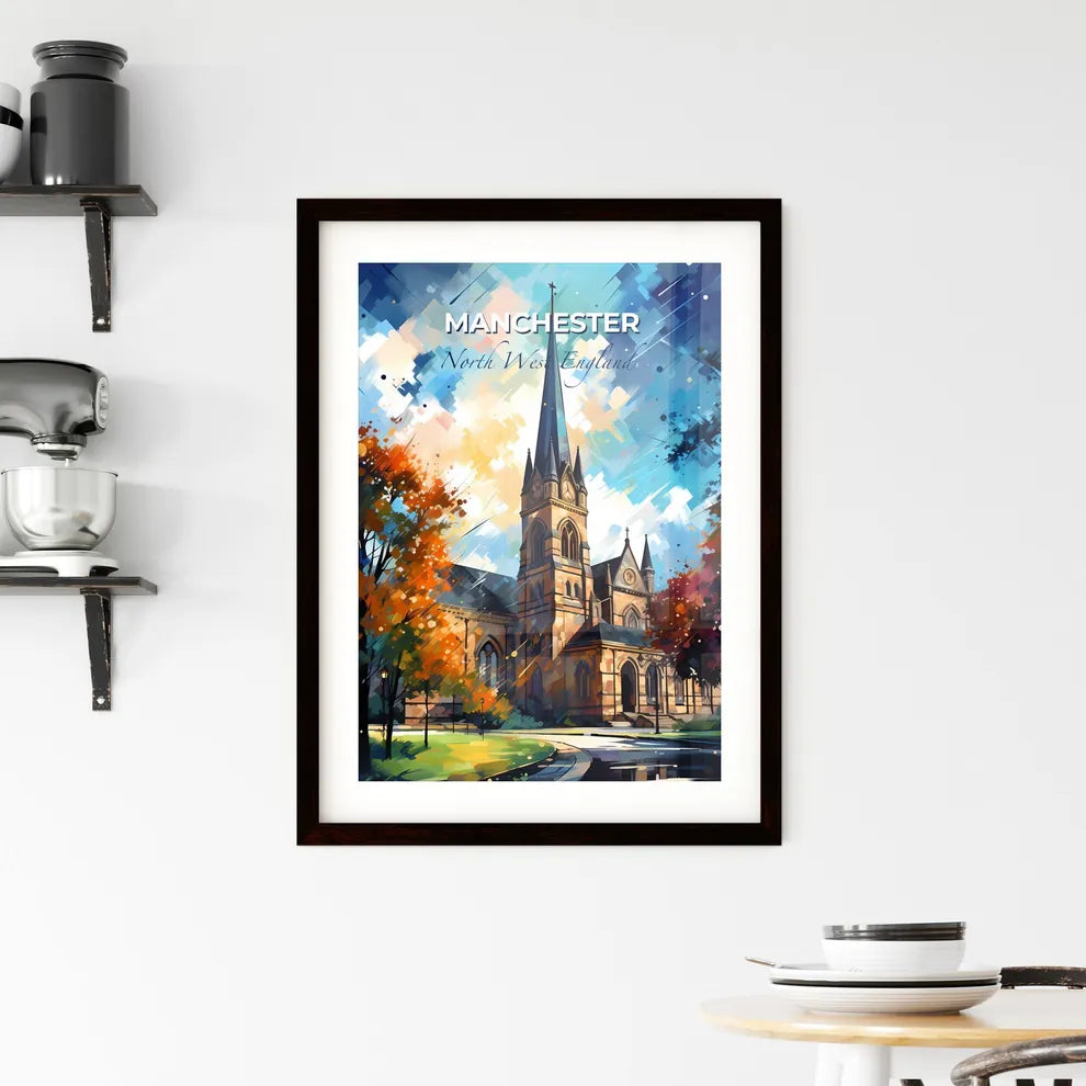 Manchester, North West England, A Poster of a church with trees and a blue sky Default Title