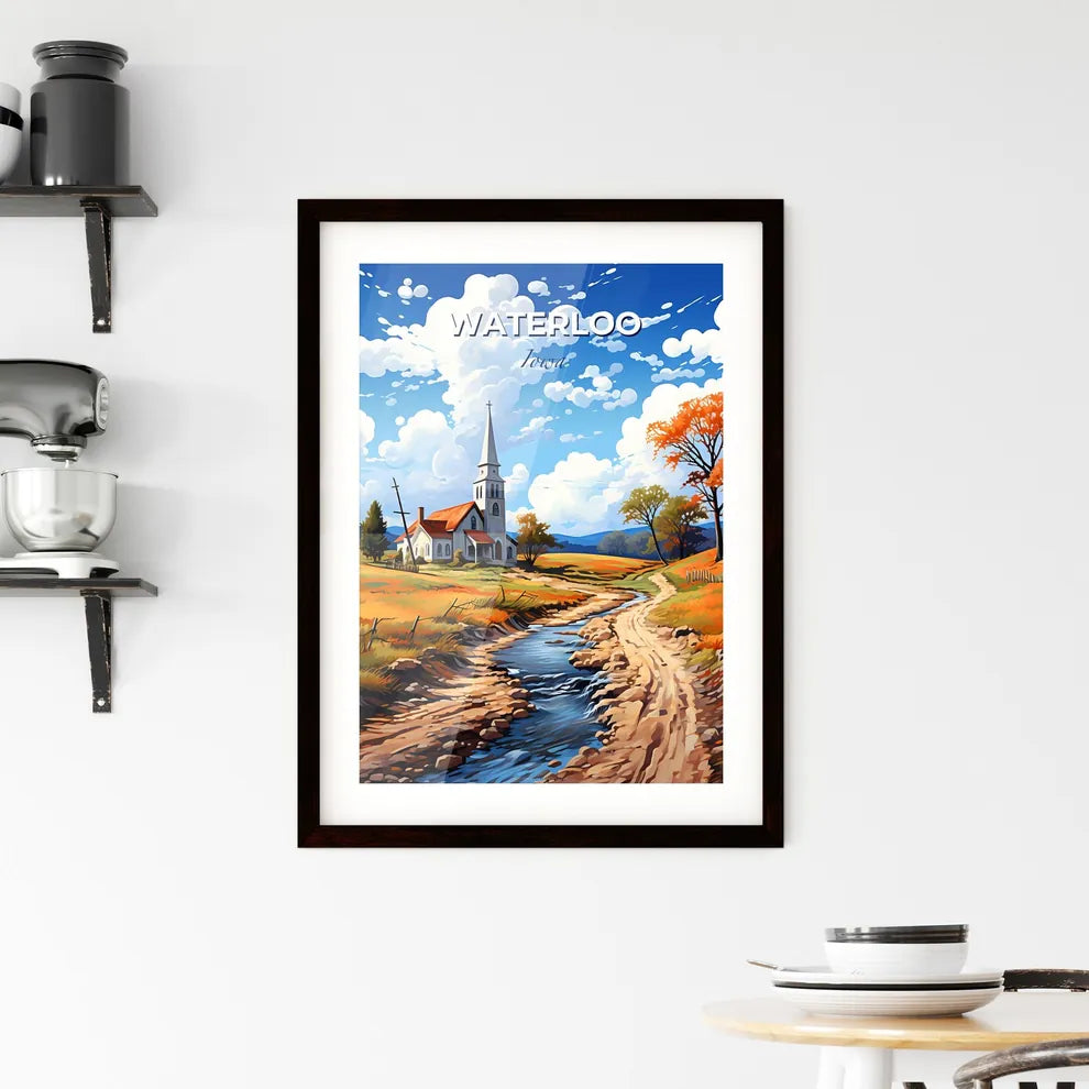 Waterloo, Iowa, A Poster of a church in a field with a stream Default Title