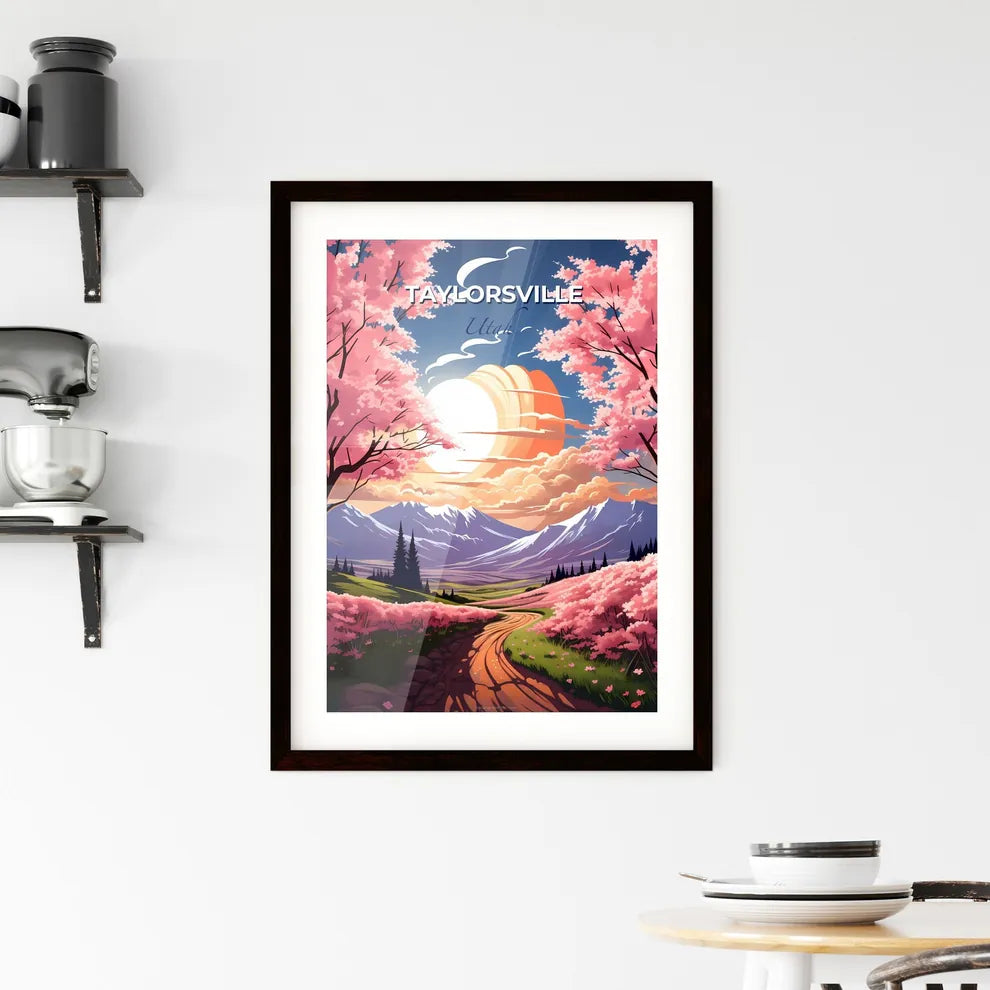 Taylorsville, Utah, A Poster of a landscape with pink trees and mountains Default Title