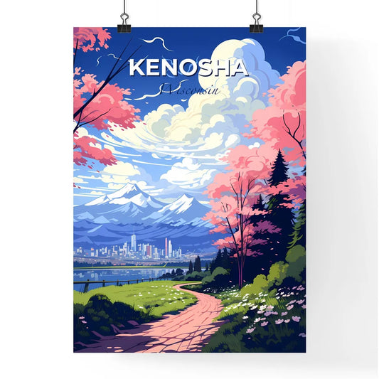 Kenosha, Wisconsin, A Poster of a landscape with a path and trees and a city in the background Default Title
