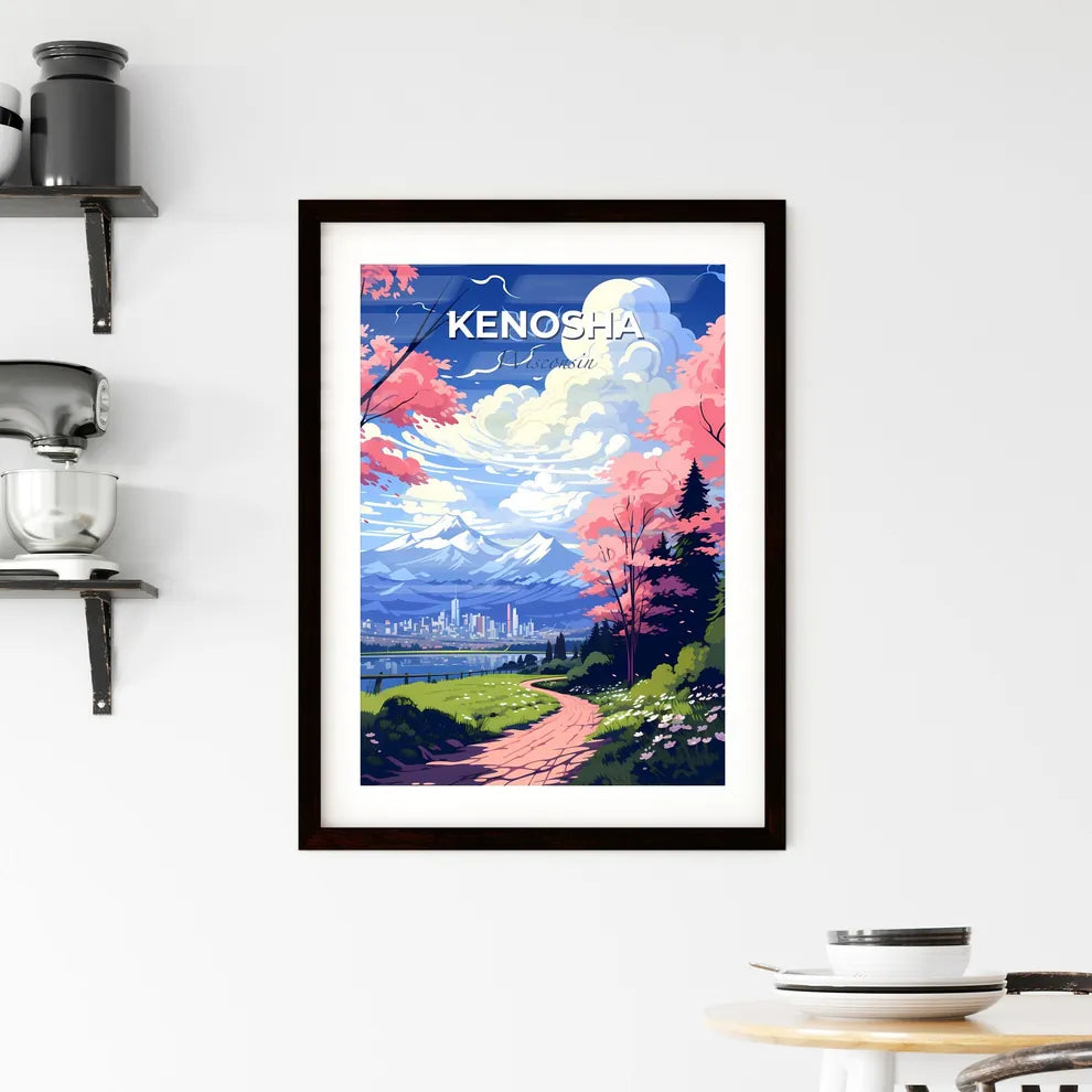 Kenosha, Wisconsin, A Poster of a landscape with a path and trees and a city in the background Default Title