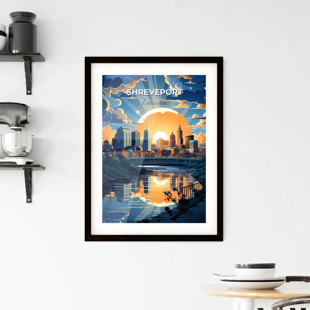 Shreveport, Louisiana, A Poster of a cityscape with a bridge and a river Default Title