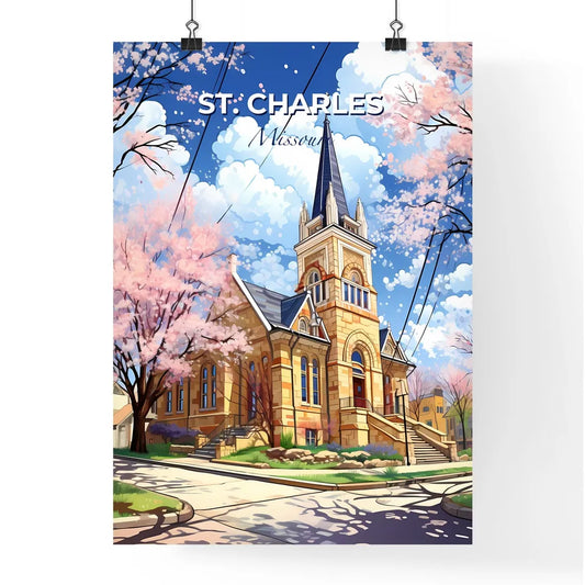 St. Charles, Missouri, A Poster of a church with a steeple and trees in the background Default Title