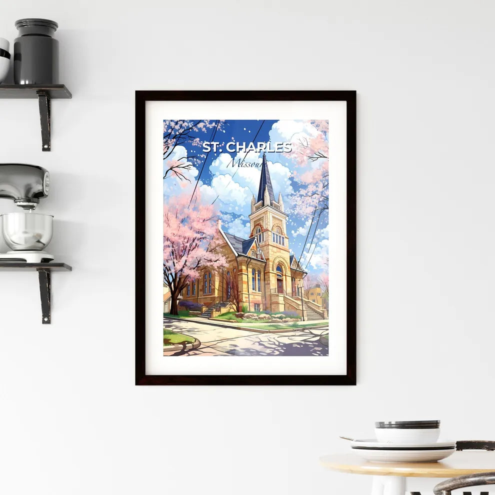 St. Charles, Missouri, A Poster of a church with a steeple and trees in the background Default Title