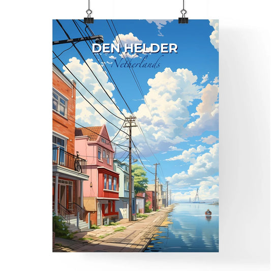 Den Helder, Netherlands, A Poster of a row of houses on a river Default Title