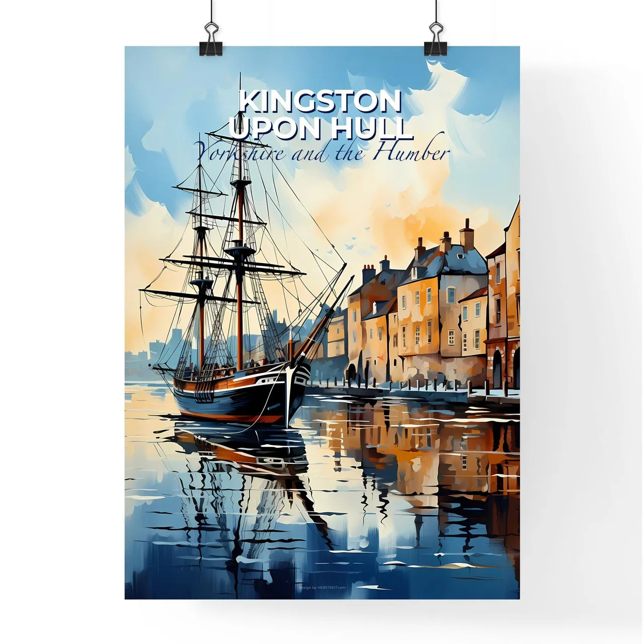 Kingston Upon Hull, Yorkshire and the Humber, A Poster of a painting of a boat on water Default Title