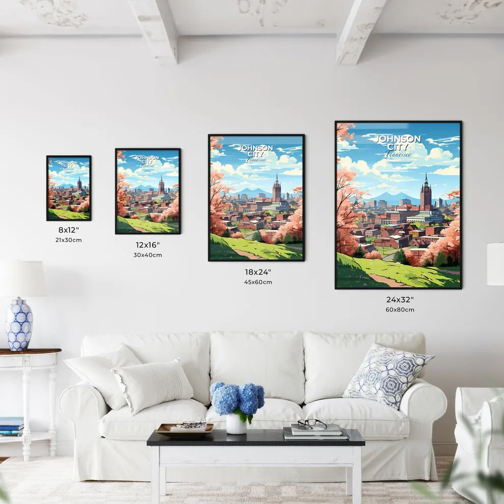 Johnson City, Tennessee, A Poster of a landscape of a city with trees and buildings Default Title