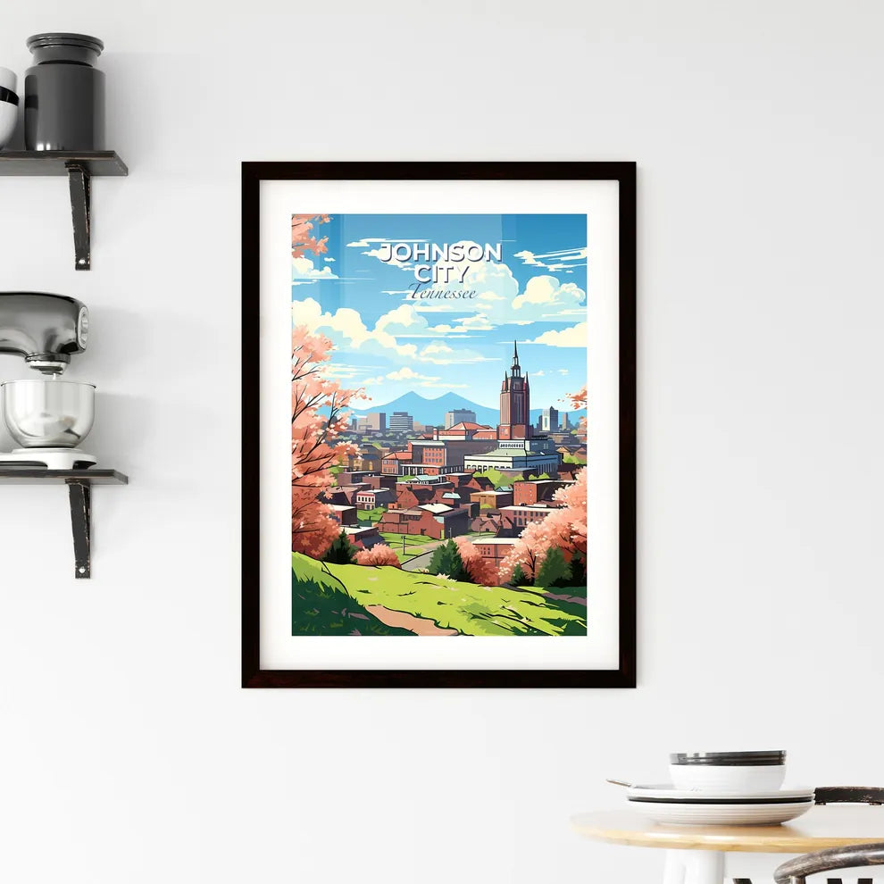 Johnson City, Tennessee, A Poster of a landscape of a city with trees and buildings Default Title