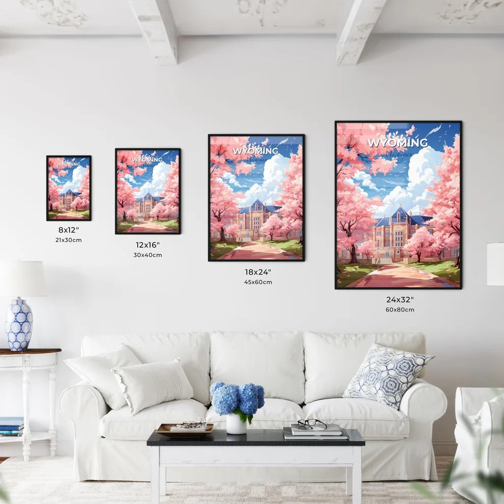 Wyoming, Michigan, A Poster of a building with pink trees and a path Default Title