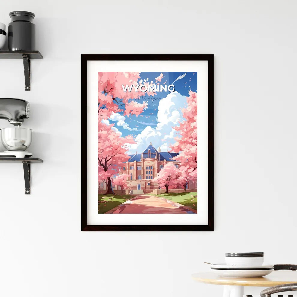Wyoming, Michigan, A Poster of a building with pink trees and a path Default Title