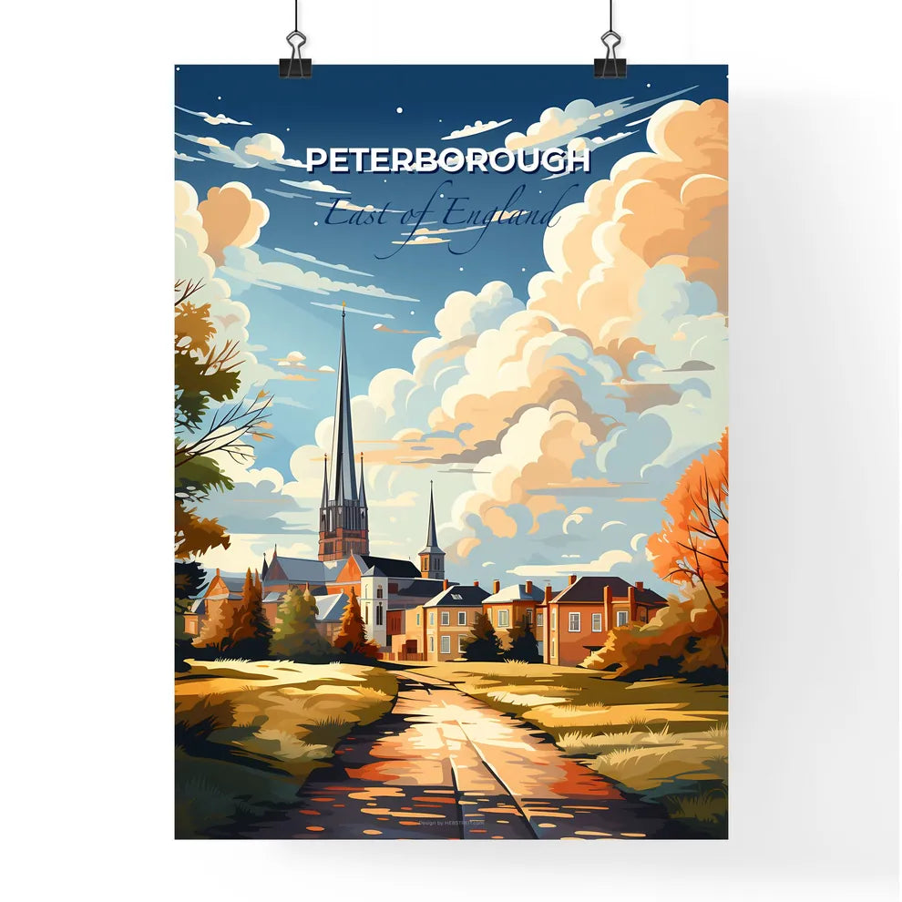 Peterborough, East of England, A Poster of a painting of a church and a road Default Title