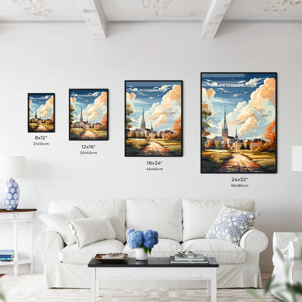 Peterborough, East of England, A Poster of a painting of a church and a road Default Title