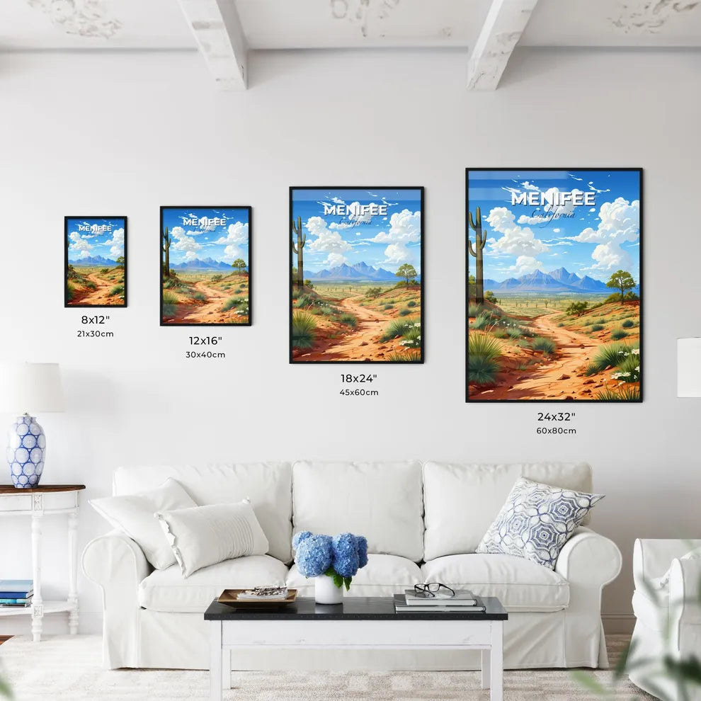 Menifee, California, A Poster of a dirt road through a desert landscape Default Title