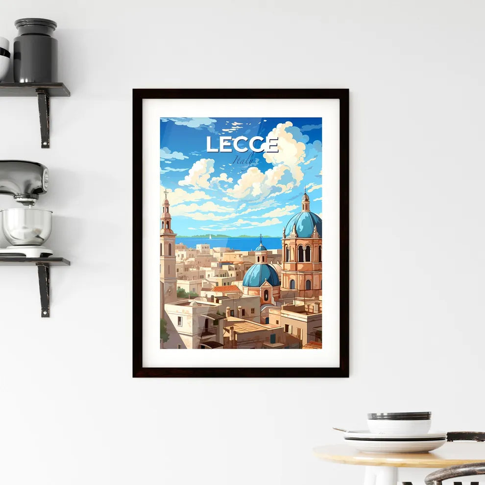 Lecce, Italy, A Poster of a city with a blue dome and towers Default Title