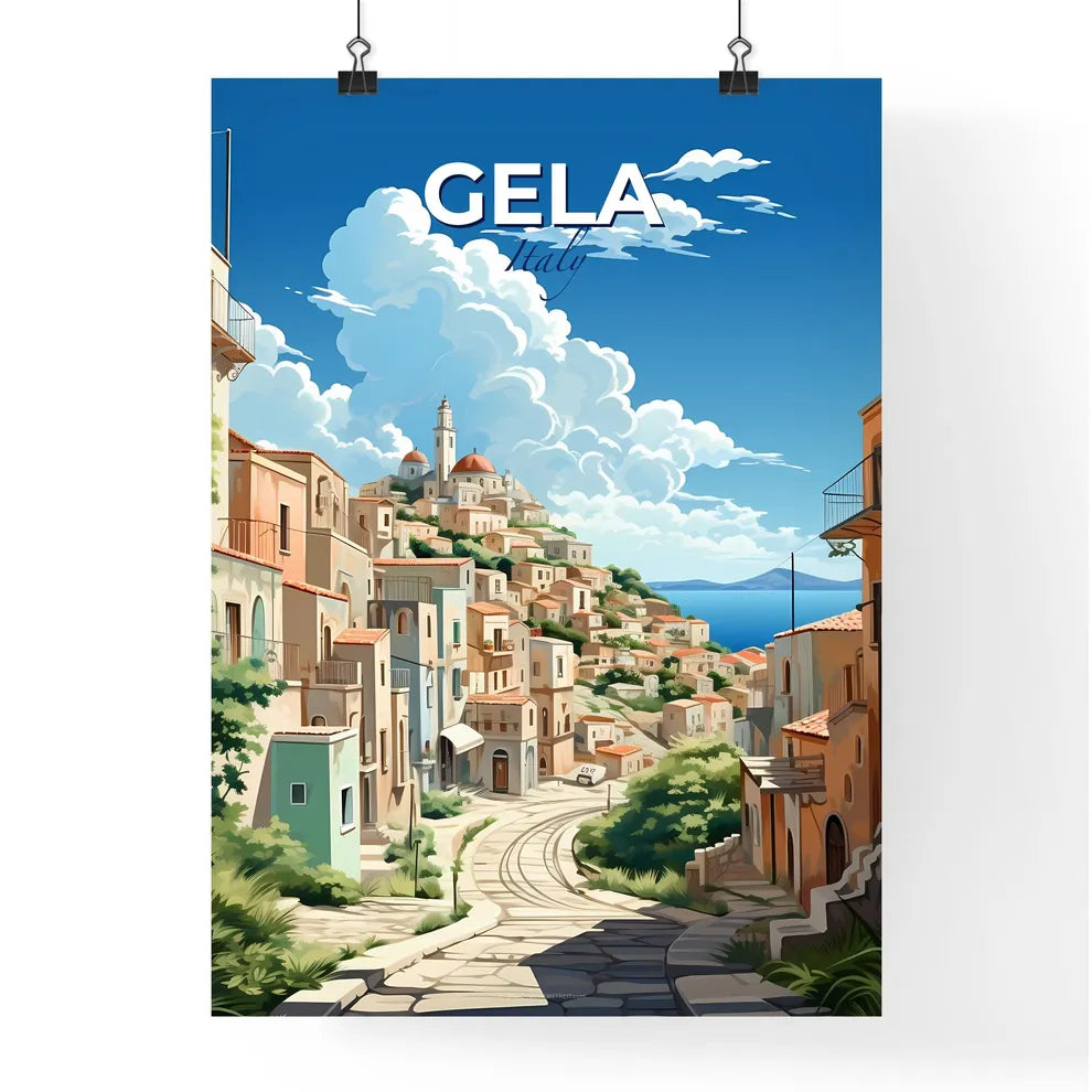 Gela, Italy, A Poster of a city on a hill Default Title