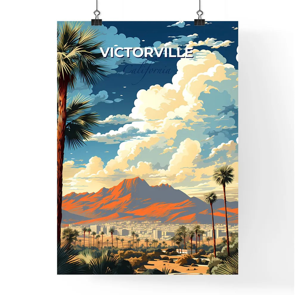 Victorville, California, A Poster of a palm trees and mountains Default Title