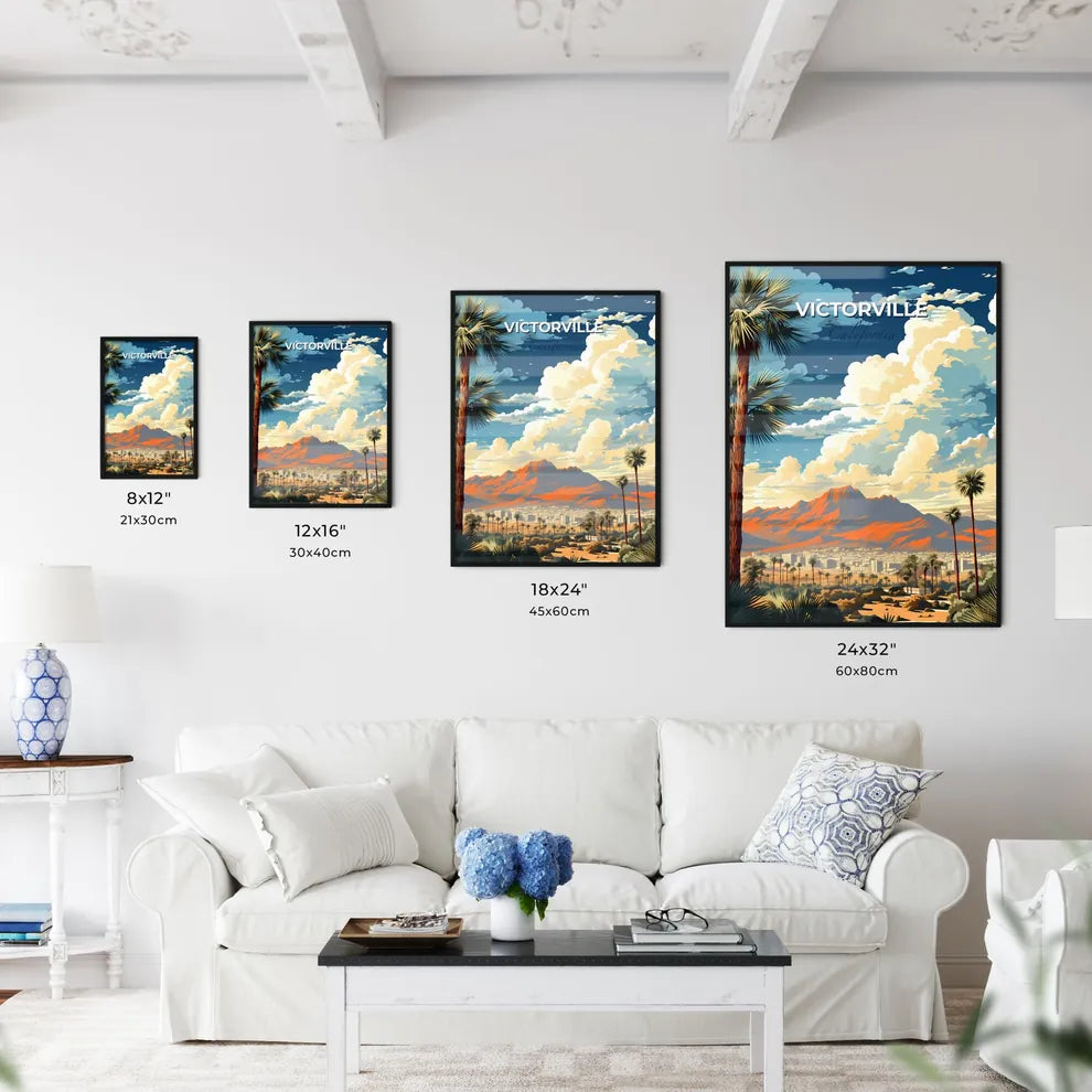Victorville, California, A Poster of a palm trees and mountains Default Title