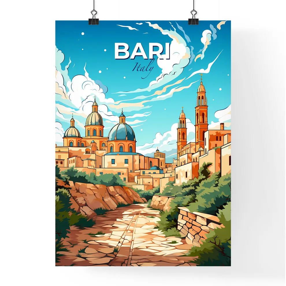 Bari, Italy, A Poster of a city with a road and trees Default Title
