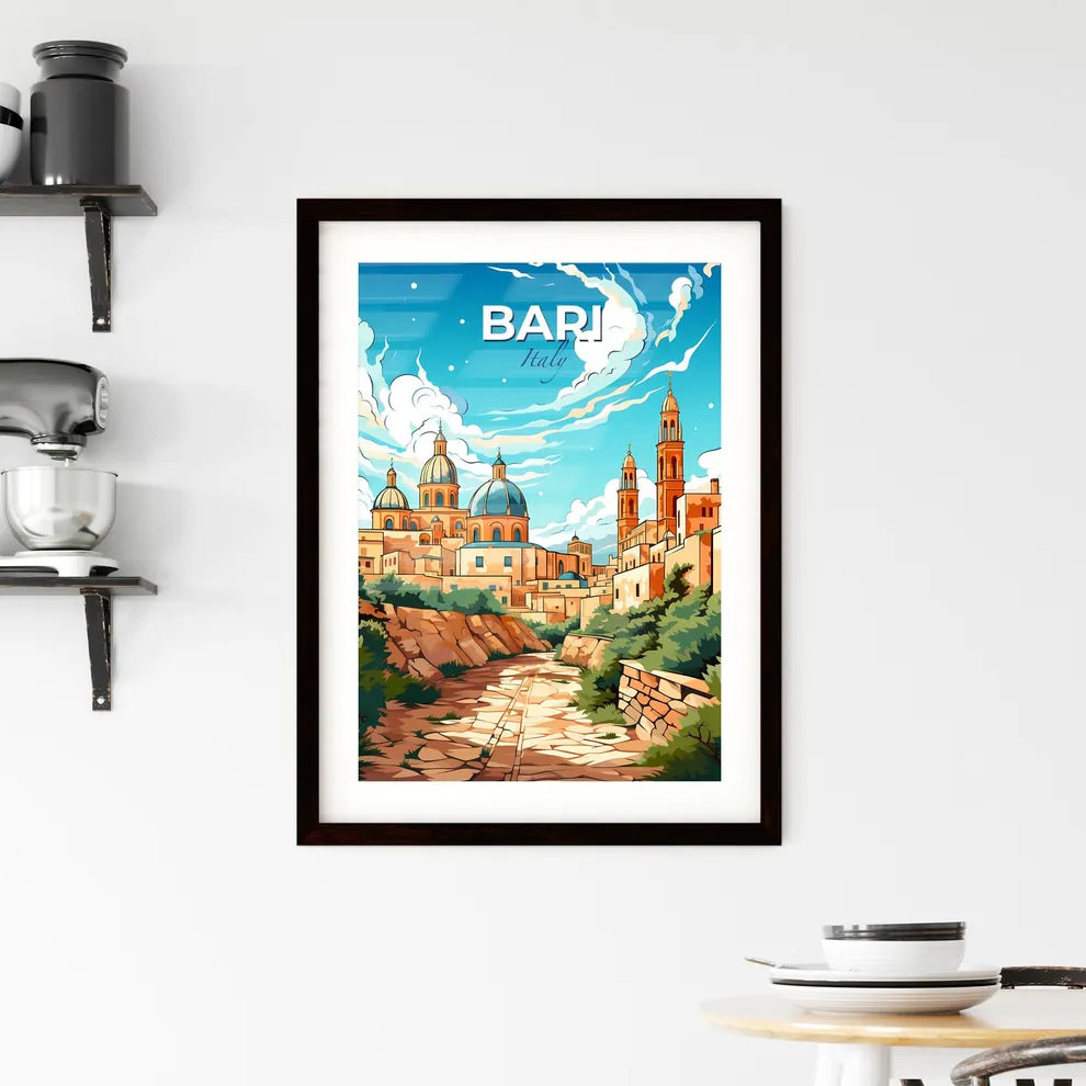 Bari, Italy, A Poster of a city with a road and trees Default Title