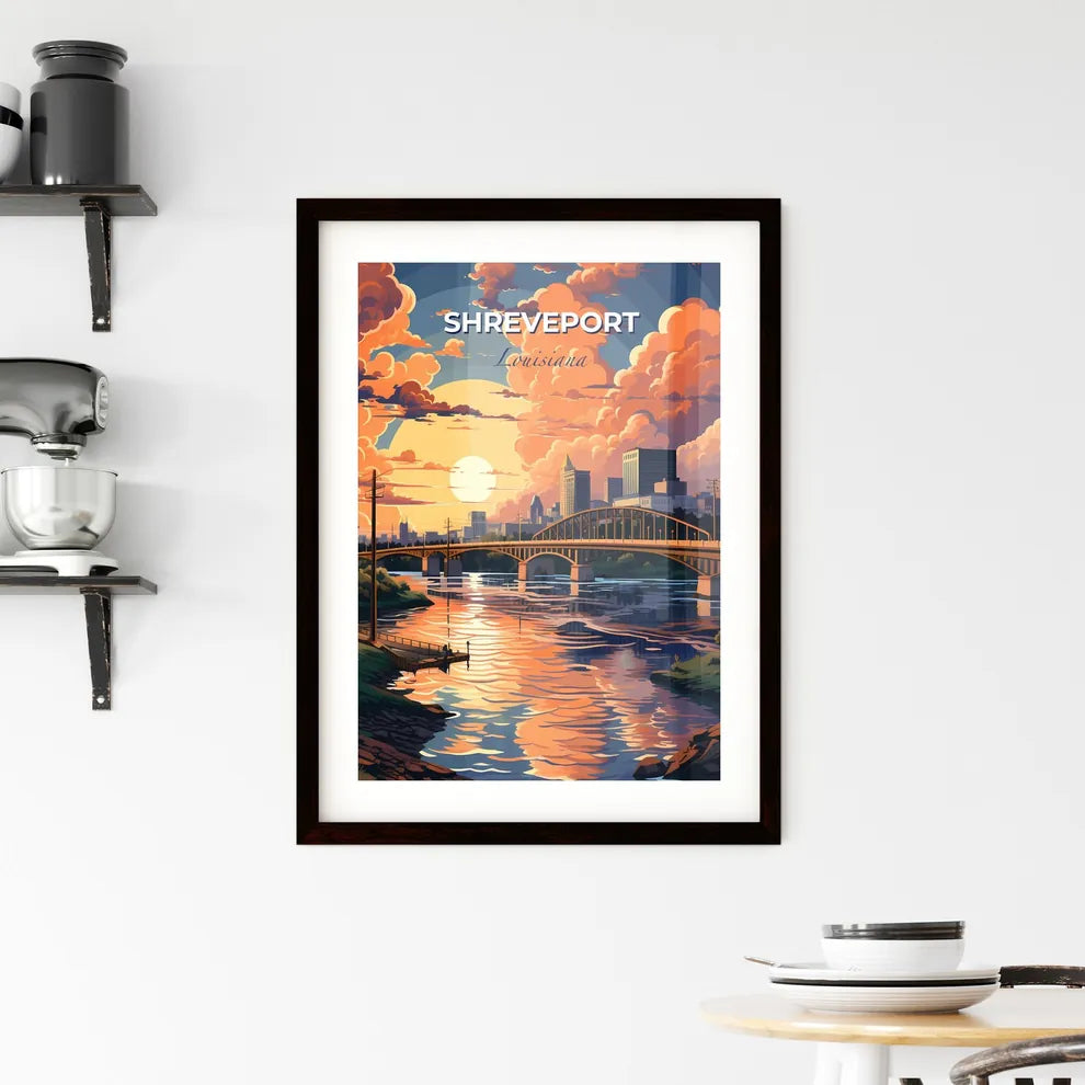 Shreveport, Louisiana, A Poster of a bridge over a river with a city in the background Default Title