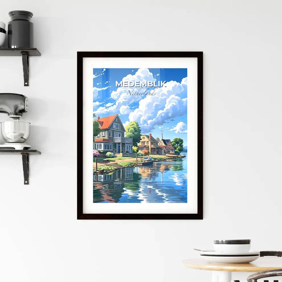 Medemblik, Netherlands, A Poster of a water view of a town with houses and trees Default Title