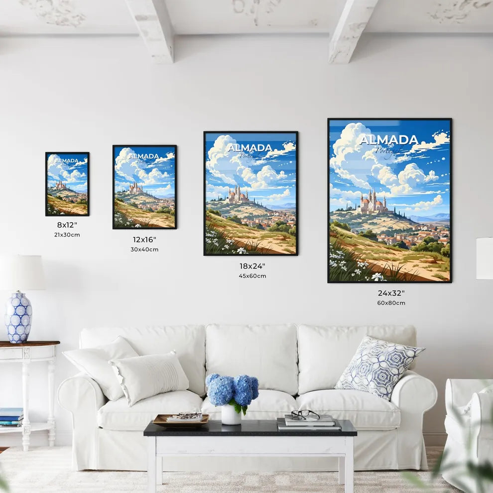 Almada, Portugal, A Poster of a castle on a hill with a city in the background Default Title