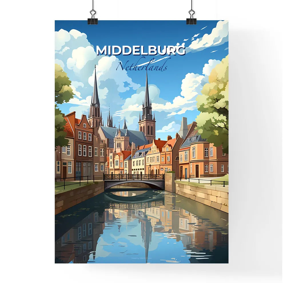 Middelburg, Netherlands, A Poster of a river with a bridge over a city Default Title