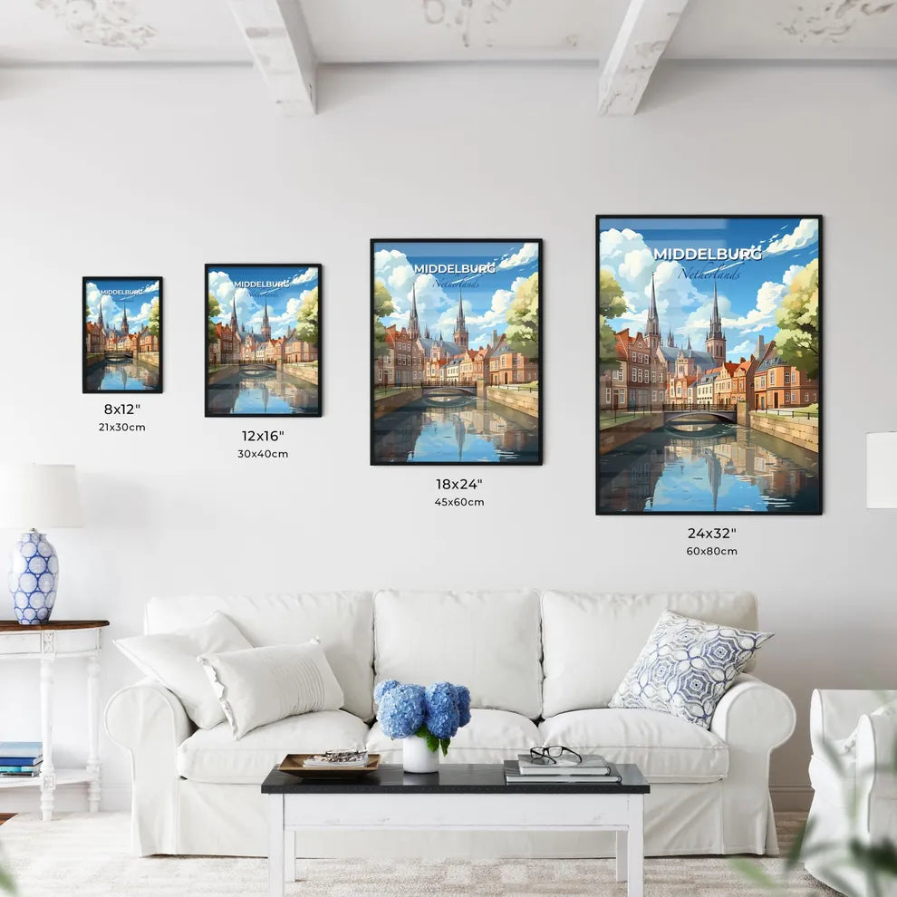 Middelburg, Netherlands, A Poster of a river with a bridge over a city Default Title
