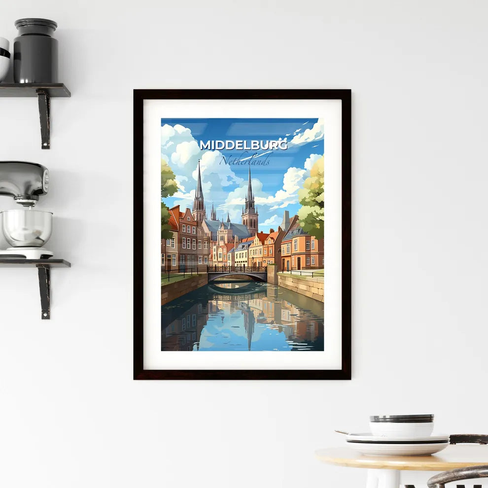 Middelburg, Netherlands, A Poster of a river with a bridge over a city Default Title