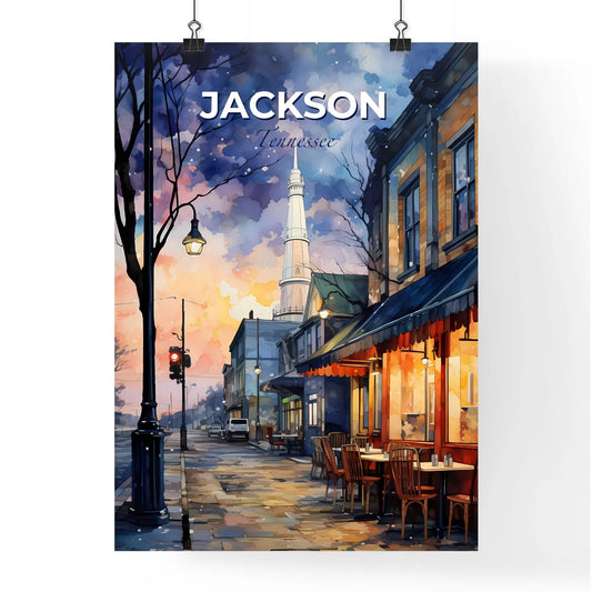 Jackson, Tennessee, A Poster of a street with tables and chairs on it Default Title