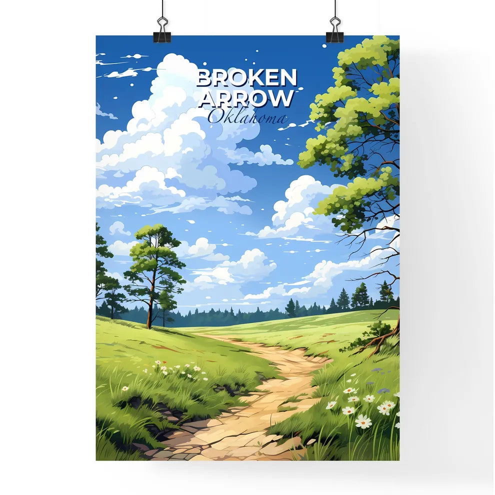 Broken Arrow, Oklahoma, A Poster of a dirt road through a grassy field with trees and flowers Default Title