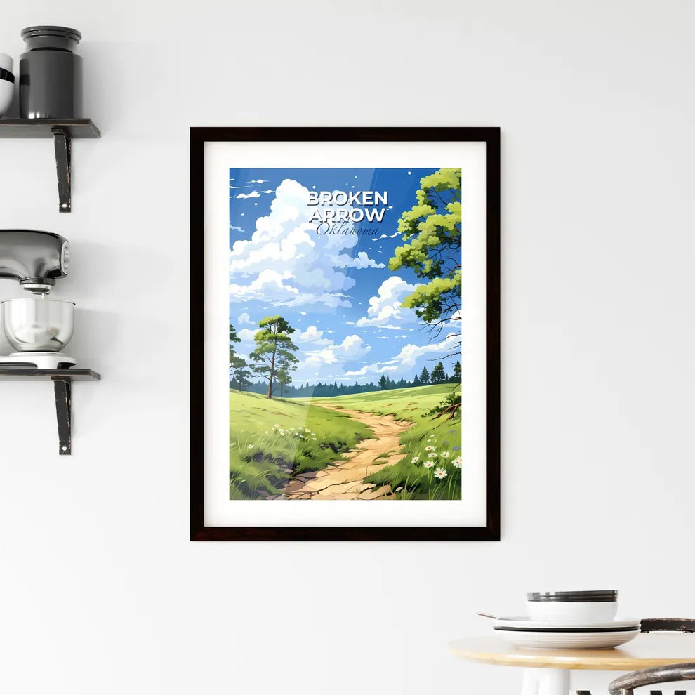 Broken Arrow, Oklahoma, A Poster of a dirt road through a grassy field with trees and flowers Default Title