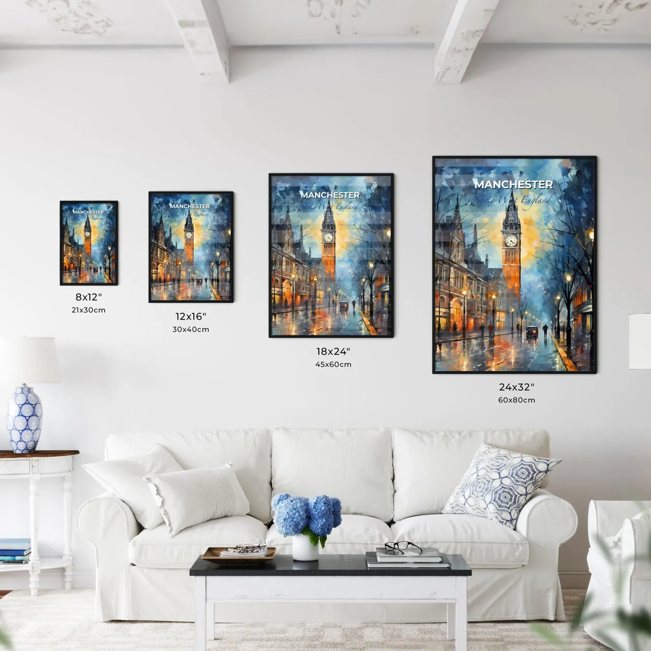 Manchester, North West England, A Poster of a clock tower on a street Default Title